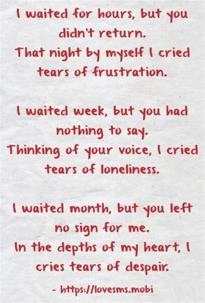 I waited for hours but - 20 Sad Tears Quotes with Images - Picture Quotes